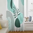 thumbnail image 6 of Boho Geometric Sheer Curtains 72 Inches Long, Aqua Ethnic Abstract Stripes Leaves Light Filering Curtains, Breathable Simi Curtain Privacy Drapes for Living Room Bedroom Lightweight Window Treatment, 6 of 9