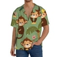 thumbnail image 3 of Naloa Monkeys Swinging from Palms Men's Loose Fit Cuban Collar Short-Sleeve Shirt with Button-down and Chest Pocket for Everyday Wear Outings - XX-Large, 3 of 7