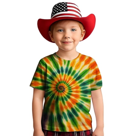 Razzly Toddler Kids T Shirt Tie Dye T-Shirts Graphic Tees Cotton Tshirt Toddler Girl Soft Basic T Shirts Cute Summer Shirts for Girls(Orange2 18-24 Months)