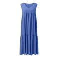 thumbnail image 4 of DHFJKG Bohemian Summer Women Dress Beach Vacation Clothes Solid Color Sleeveless V Neck Maxi Dress Flowy Comfort Dresses, 4 of 5