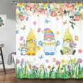 thumbnail image 2 of Spring Floral Gnomes Shower Curtain, Flower Colorful Butterfly Tree Grassland Bath Curtains, Green Plants Cute Bathroom Decor Bathtub Sets Home with Hooks, 69X72IN, 2 of 5