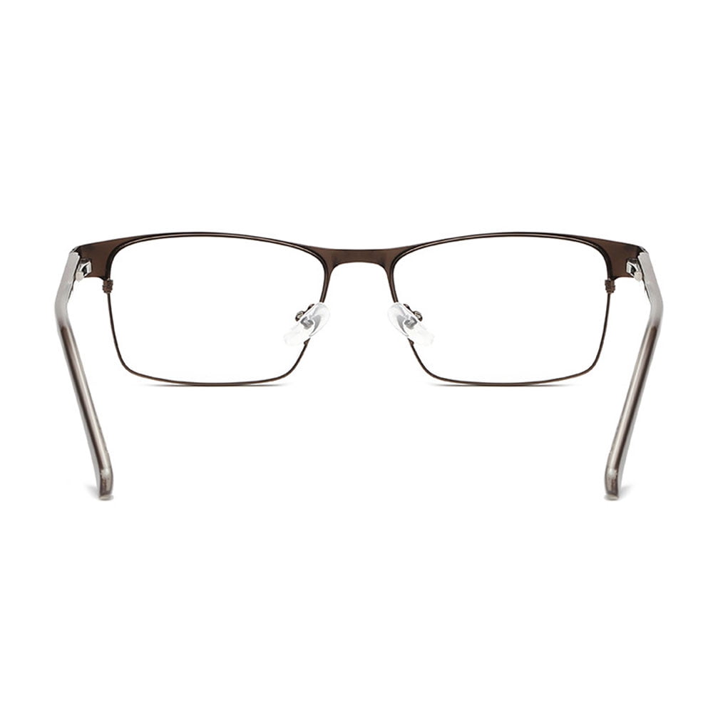 3 Pairs of Mens Blue Light Blocking Classic Reading Glasses 1.5 Rectangle Metal Brown Rimmed Spring Hinges Readers +1.5