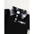 thumbnail image 3 of Newborn Baby Boy Clothes Collar Short Sleeved Shirt + Black and White Checkered Pattern Shorts Set 2PCs Infant Spring Summer Outfits, 3 of 5