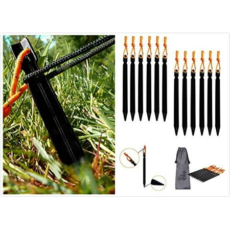 Aluminum 12 Volt Outdoor Step - (Pack of 12) Aluminum Tent Stakes Pegs, MINI-FACTORY Outdoor Camping 7