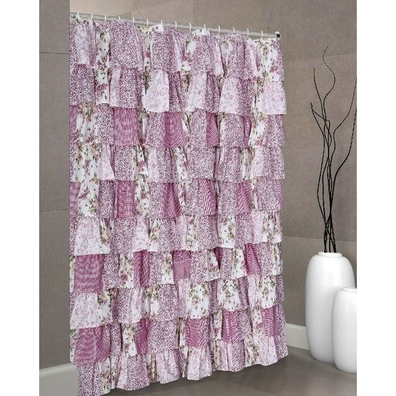 Spring Home Patchwork ruffle  Fabric shower curtain multi color
