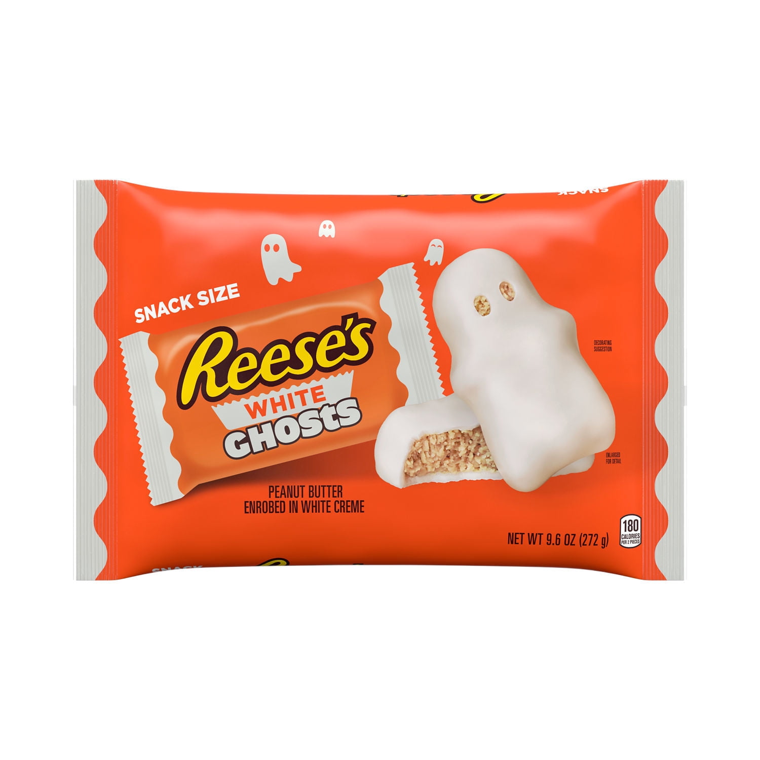 Reese's White Creme Snack Size Peanut Butter Ghosts Halloween Candy, Bag 9.6 oz