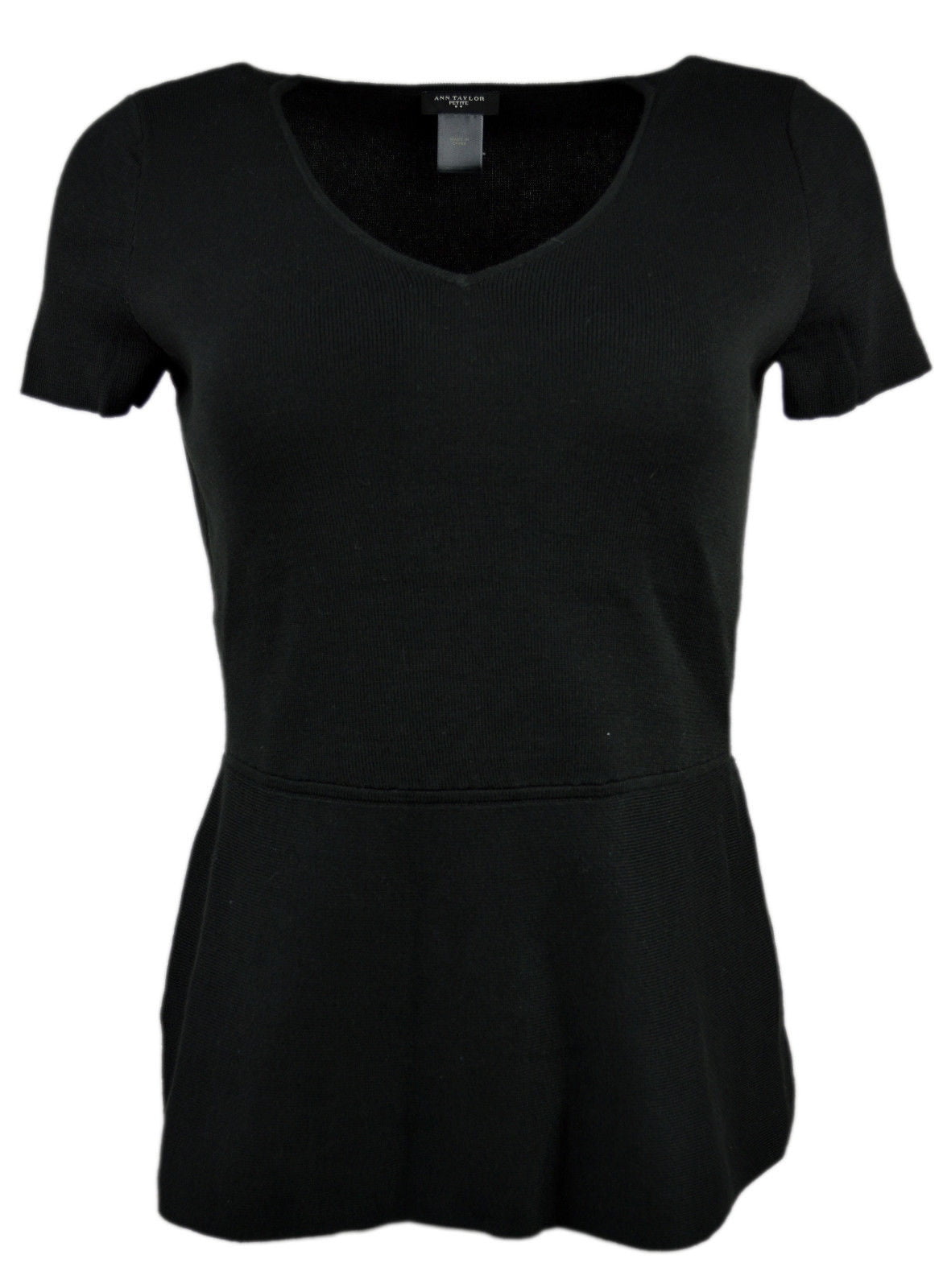 black v neck peplum top