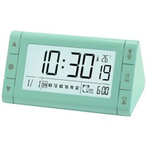 REGALWOVEN Digital Alarm Clock Large LED Display, Three Alarms, Batteries Powered for Bedroom/Dorm Green 4.9"L x 3.0"W x 2.6"H