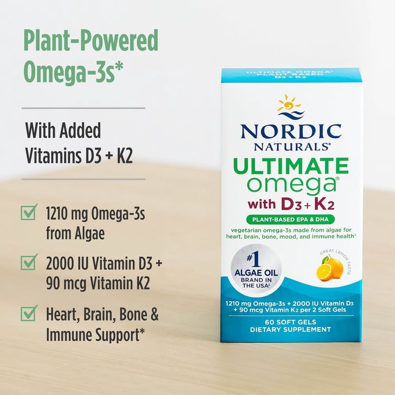 Nordic Naturals Ultimate Omega with D3 + K2, Lemon Taste - 60