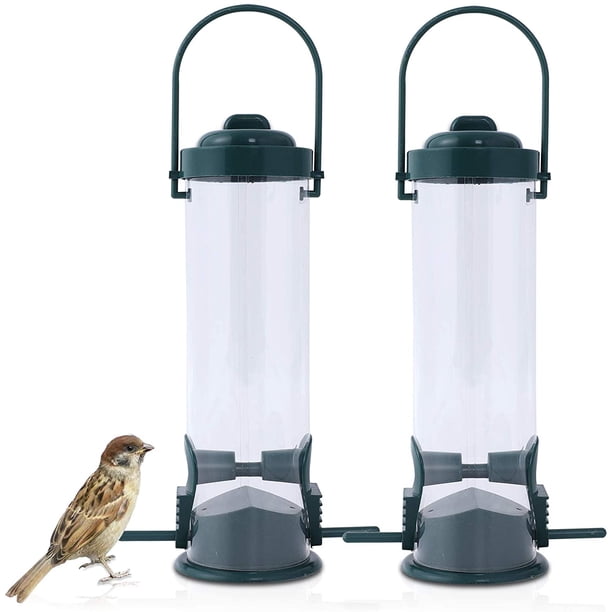 Comedero para pájaros al aire libre, comedero para pájaros, comedero para pájaros colgante con tapa, comederos de semillas impermeables para pájaros salvajes O