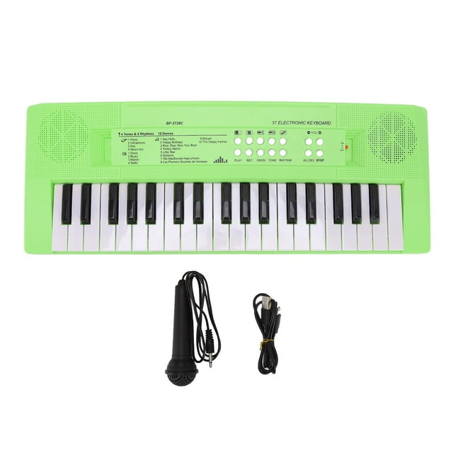 37 Keys Electronic Piano for Kids Educational Toy with Microphone Green