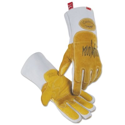 

1812 Revolution Pig Grain Fr Cotton Fleece Lined Mig/Stick Welding Gloves Large Gold/White Gauntlet Cuff | Bundle of 5 Pairs