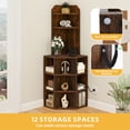 thumbnail image 4 of DWVO 5-Tier Corner Shelf with USB Ports and Outlets, Corner Bookshelf Bookcase Display Shelves Rack Storage Corner Bar Cabinet for Living Room, Home Office, Kitchen, Brown, 4 of 11