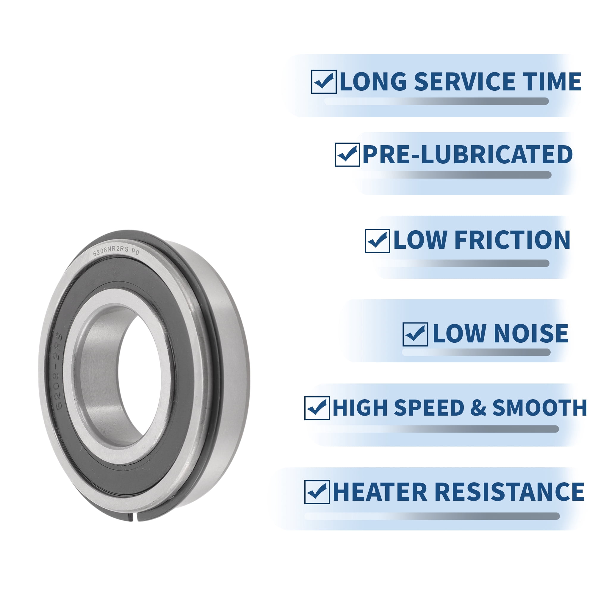 Unique Bargains 6208NR2RS Deep Groove Ball Bearings 40x80x18mm P0 Double Rubber Seal Lubricated Bearings 1 Pc Car Scooter Skateboard Wheel Universal Silver Tone Black