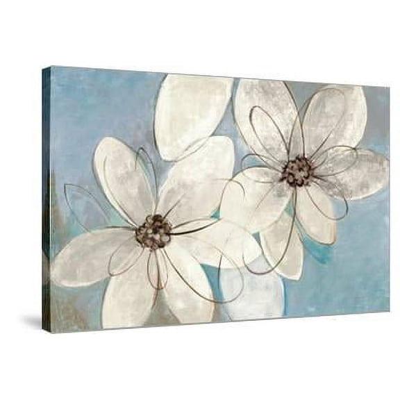 Blue and Neutral Floral, Botanical Stretched Canvas Wall Art by Silvia Vassileva Sold by ArtCom