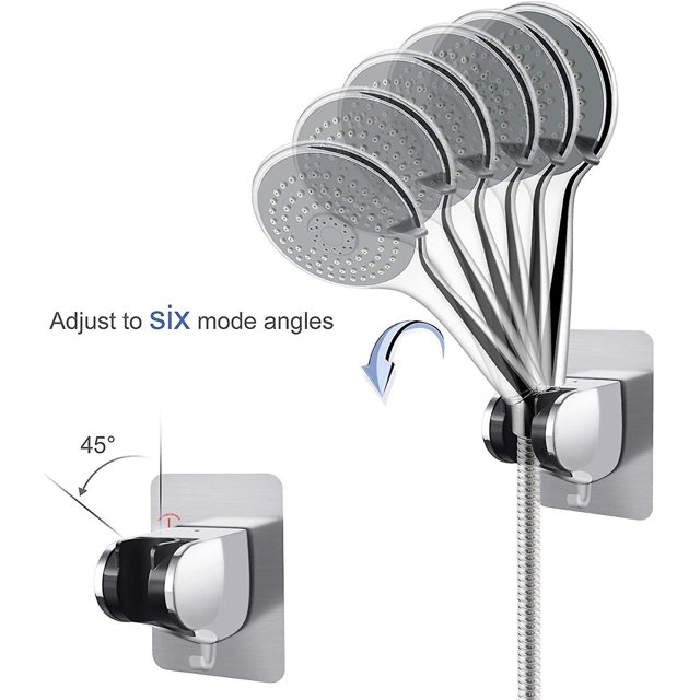 Soporte de ducha, soporte de cabeza de ducha desmontable de montaje en la pared autoadhesivo Simgott con ángulo ajustable, impermeable, resistente, montado en la pared para Bathro Feliz Sencillez