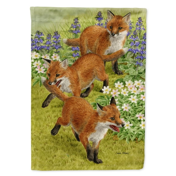 Carolines Treasures ASA2083CHF Fox Cubs Flag Canvas House Size  Large multicolor