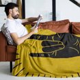 Blanket Featuring Rock Hand Sign Silhouette with Rays Perfect Home