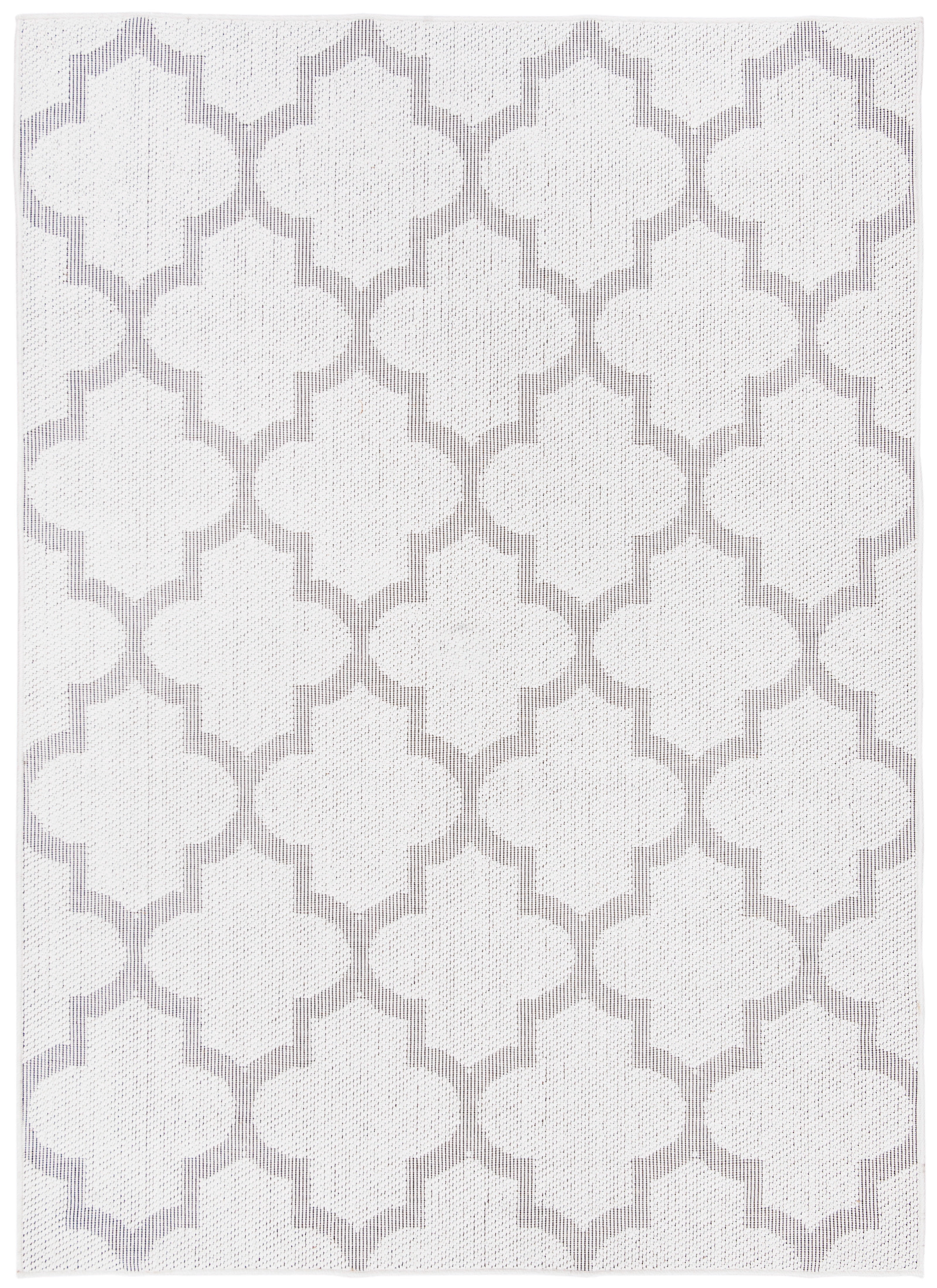 SAFAVIEH Machine Washable Rug Indoor/Outdoor Bermuda Collection - Bermuda Sophie Geometric Machine Washable Indoor/Outdoor Area Rug, Ivory/Light Grey, 6'7" x 9'2"