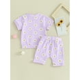 thumbnail image 5 of PaerPade Toddler Baby Girls Summer Shorts Clothes Sets ,3-24 Months 2T 3T Short Sleeve Daisy Print Tops Drawstring Shorts Sets, 5 of 10