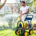 thumbnail image 3 of Topbuy 4-Wheel Garden Water Hose Reel Cart, Heavy Duty Wheel Water Planting Cart with Non-slip Crank Handle, Outdoor Slide Hose Guide System, 3 of 10