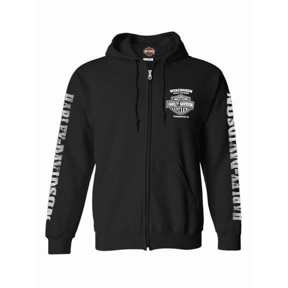 Harley-Davidson Men's Lightning Crest Full-Zippered Sweatshirt, Black (3XL), Harley Davidson