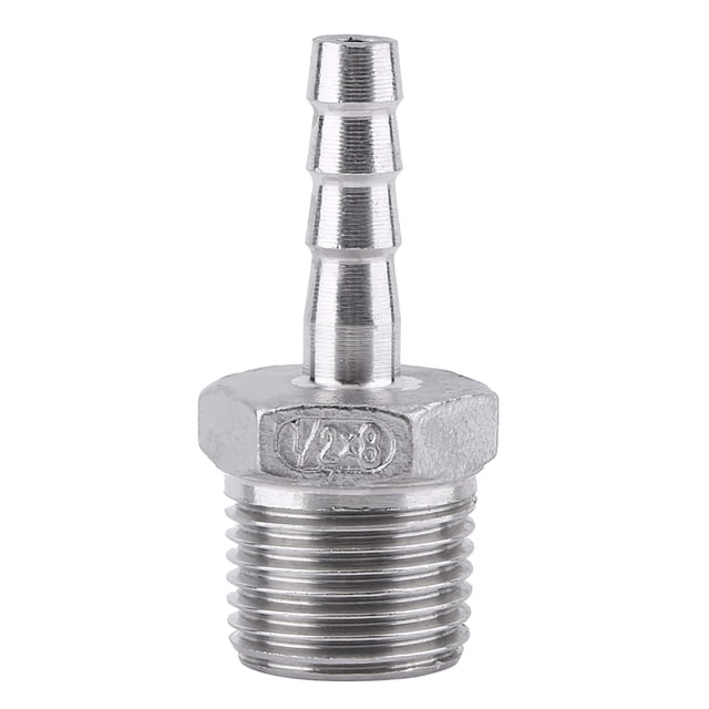 Accesorio De Tubería De Rosca Macho SS304 De Acero Inoxidable, Conector De Cola De Manguera De Lengüeta De Montaje De Tubería De Rosca Macho, Conector De Cola De Tubería(1/2"x8mm)