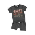 thumbnail image 2 of Musuos Toddler Boy Summer Clothes 6 12 18 24M 3T Letter Print Short Sleeve T-Shirt with Elastic Waist Shorts 2Pcs Outfit, 2 of 10