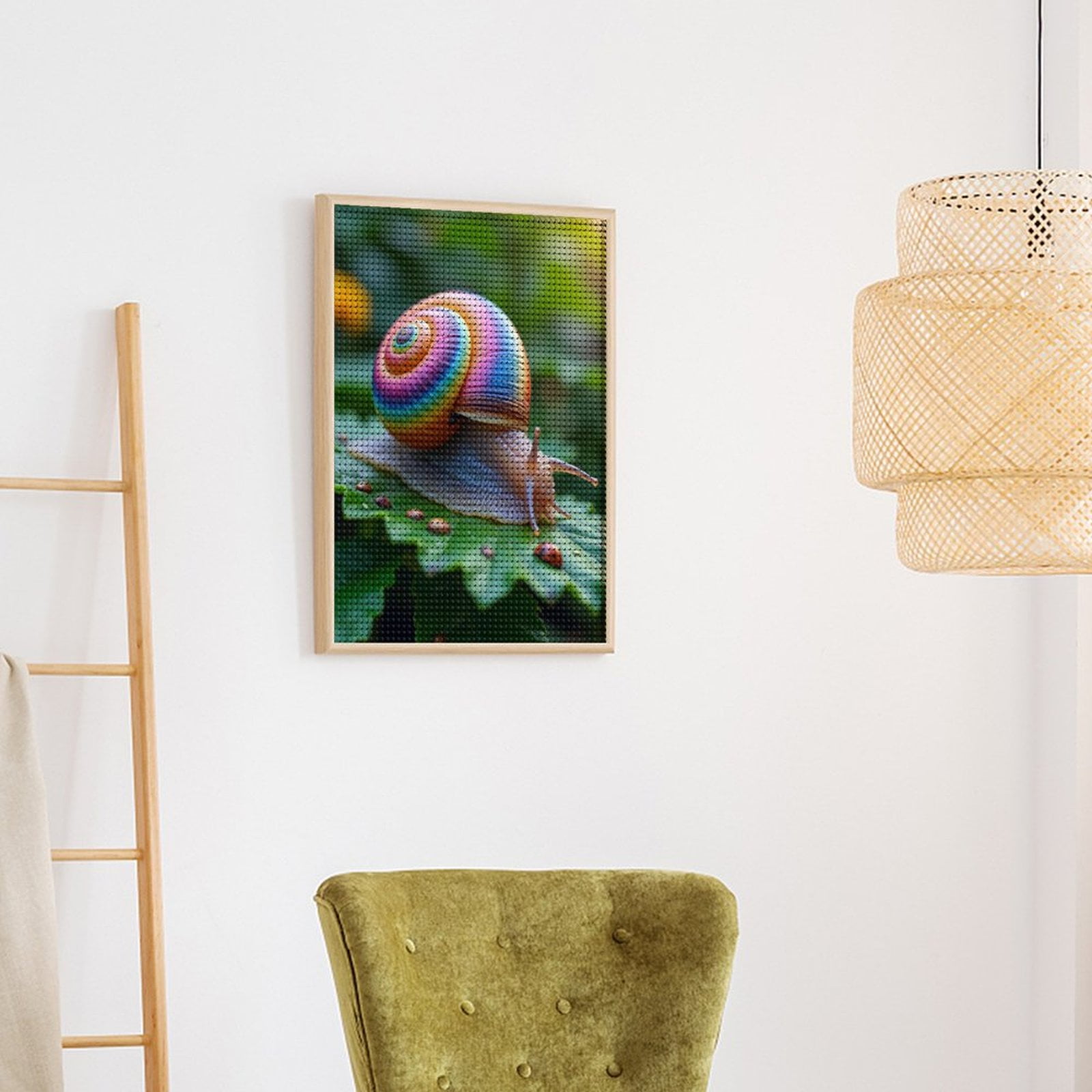Diamond Art Kits for Adults, Rainbow Snail Leaf Garden Nature 5D Diamond Painting Kits for Adults Beginners, DIY Full Drill Diamond Painting, Gem Art and Crafts 12x16