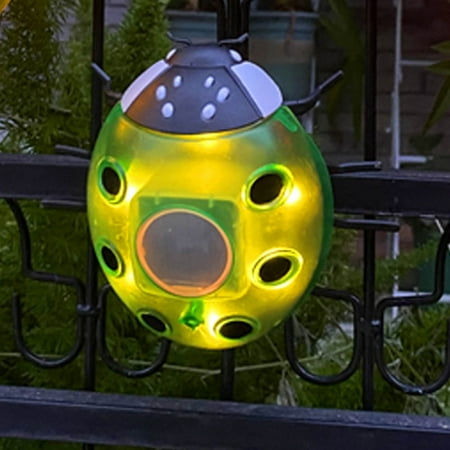 Ladybug Decor Solar Lights, Waterproof LED Garden Light Made By Metal, Solar Lamp Garden Statue Lawn Ornament for Yard Patio Walkway Outdoor, Size: 120×140x60mm,Light up For 8hrs，Green