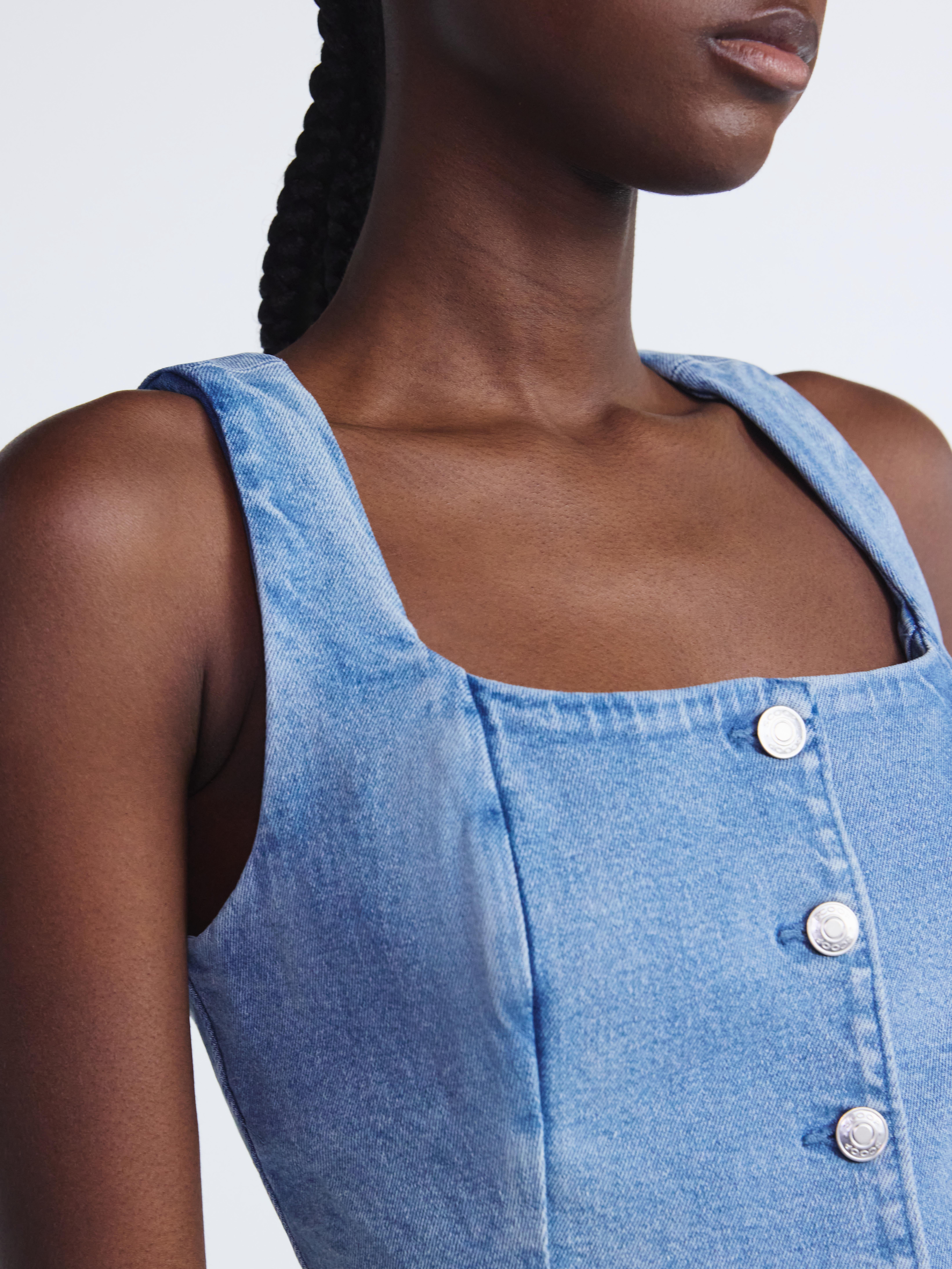 Scoop Women’s and Women’s Plus Denim Longline Vest, Sizes XS-4X