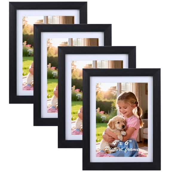 4 Pack 5x7 Picture Frames for Wall or Tabletop Decor, Black