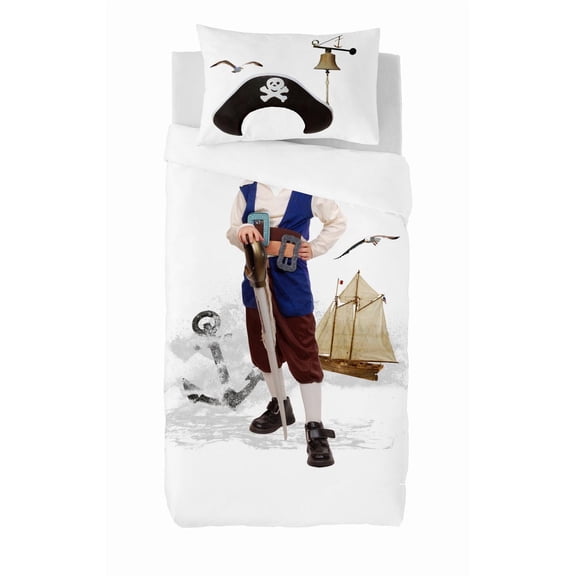 Gouchee Home Pirate Twin Duvet Cover Set – 2‑Piece Oeko‑Tex Certified Cotton Kids Bedding with Kids Pirate Adventure Print