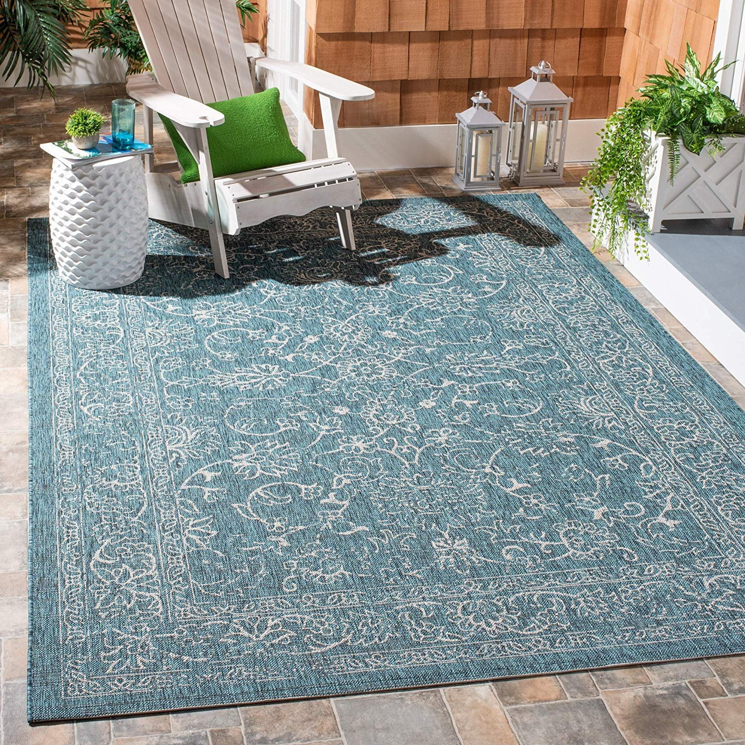 Safavieh Courtyard Collection CY8680-37221 Turquoise Indoor/ Outdoor ...
