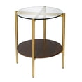 thumbnail image 3 of Allora Modern Round Metal Side Table with Shelf in Gold/Walnut, 3 of 9