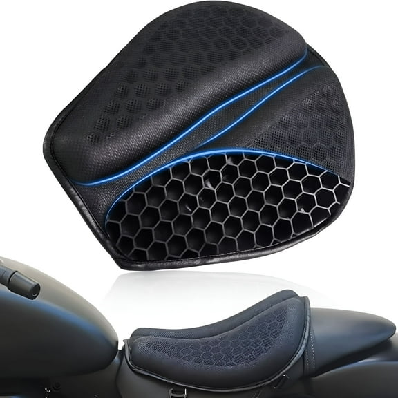 LADYGYM 2026 New Foldable Motorcycle Gel Seat Cushion,Large 3D-Honeycomb Structure Shock Absorption&Breathable Motorcycle Gel Seat Pad for Long Rides (L)