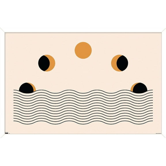 Abstract Moon Phases Wall Poster, 22.375" x 34", Framed