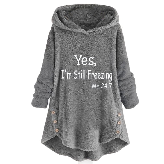 AOOCHASLIY Valentine's Day Women Coat Women Plus Size Letter Casual Pockets High Low Long Sleeve Hooded Keep Warm Coat Tops