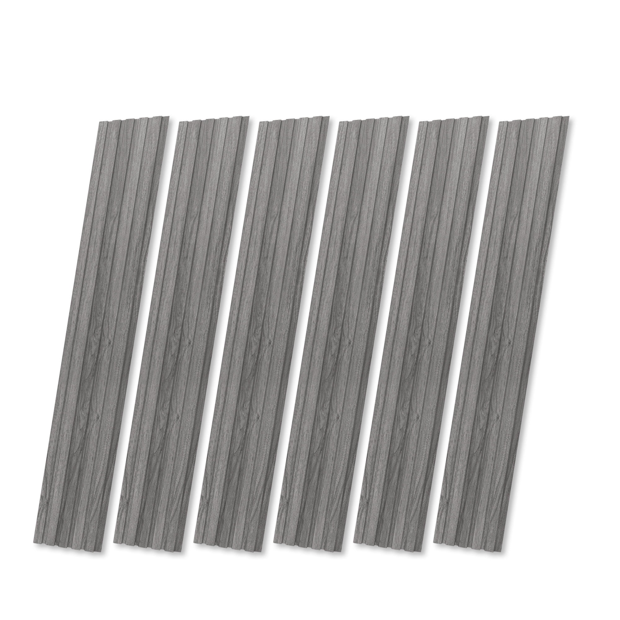 6PCS 94.49'' x 7.44'' MDF Slat Wall Paneling for Interior Decor and Ceiling Decoration, 3D Wood Decorative Wall Panels,Ash