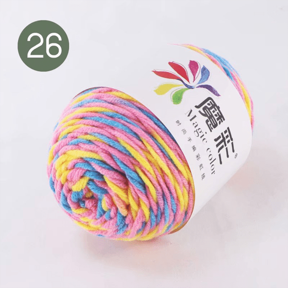 Clearance Rainbow 5-Strand Cotton Blended Yarn - Soft Colorful Knitting Thread for Crocheting, DIY Handicraft, and Creative Projects (Color Z)