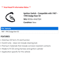 thumbnail image 2 of Ignition Switch - Compatible with 1987 - 1990 Dodge Ram 50 1988 1989, 2 of 2