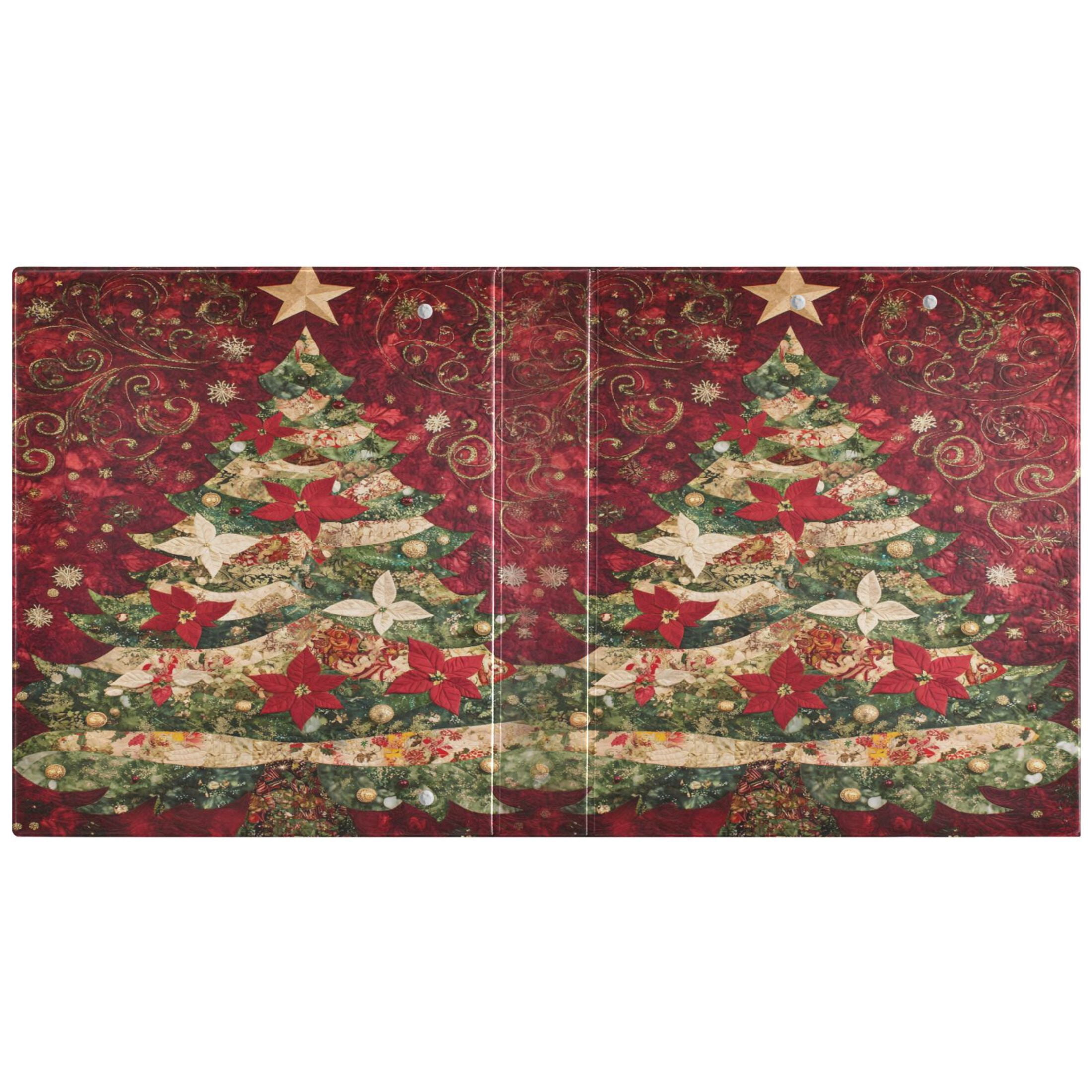 joogoo Poinsettia Flower Christmas Tree Hardcover 3 Ring Binder 1.5" Round Rings Interior Pockets Binders Organizer 1 Pack