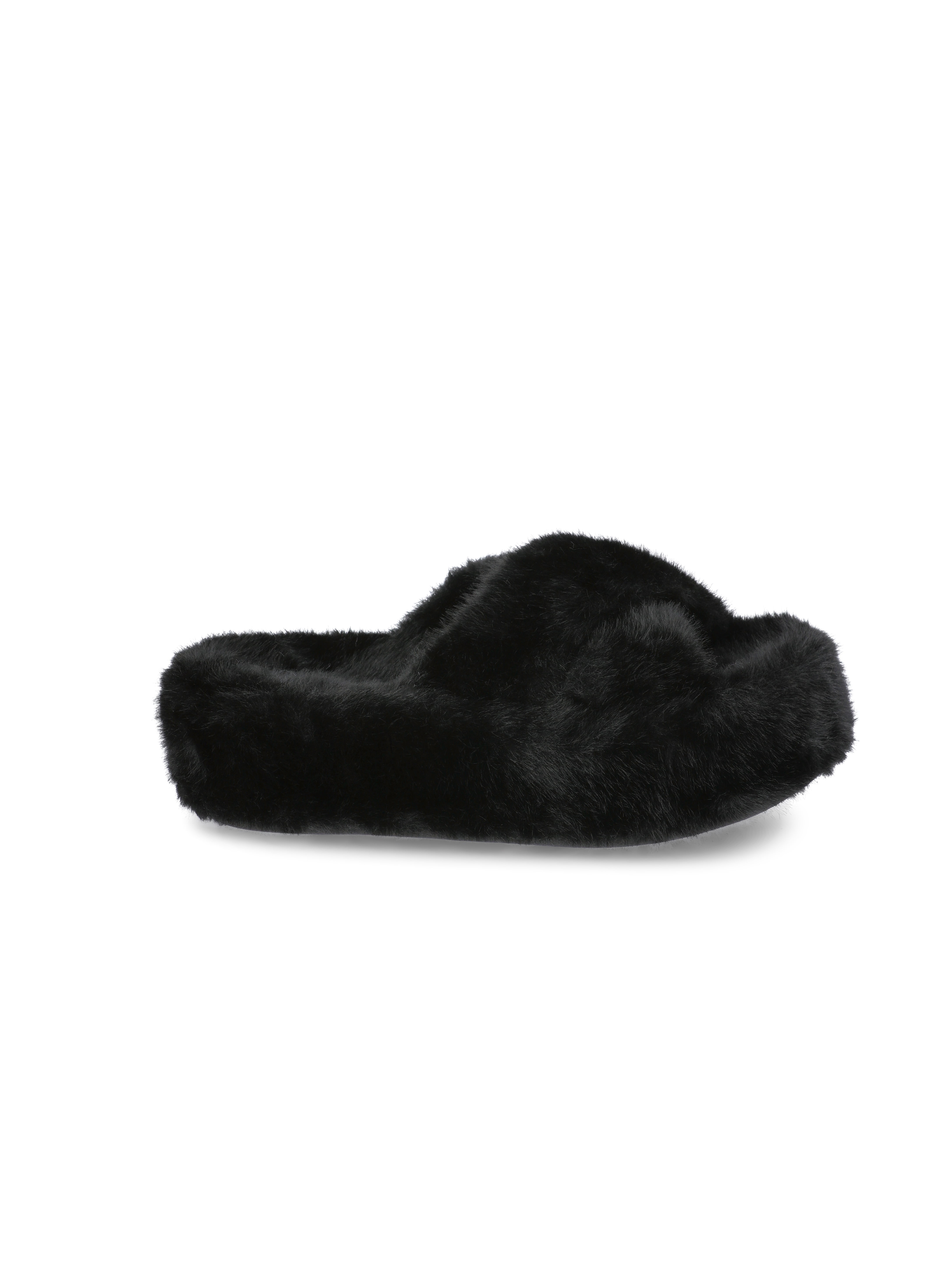 No Boundaries Women's Faux Fur Platform X-Band Slippers