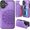 Purple, variant on for iPhone 16 Plus Case with Card Holder, Flower Magnetic Clasp Flip Case for iPhone 16 Plus Wallet Case for Women, Protective Case Phone Case for iPhone 16 Plus (6.7 Inch),Blue