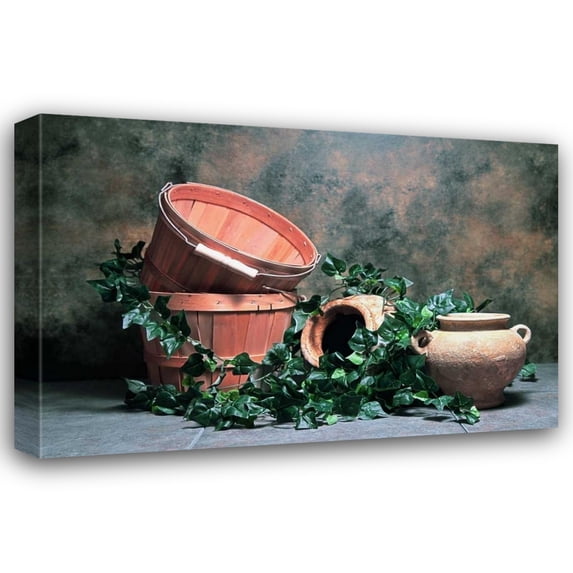 C. Thomas McNemar 18x13 Gallery Wrapped Canvas Wall Art Titled - Pottery with Ivy II