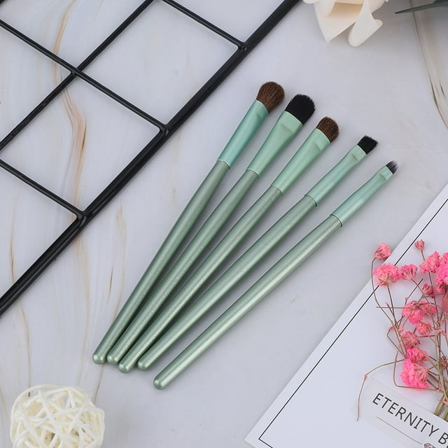 Brocha cosmética portátil, 5 piezas Brocha cosmética portátil Brocha para sombra de ojos Brocha para base en polvo Rendimiento de alta gama