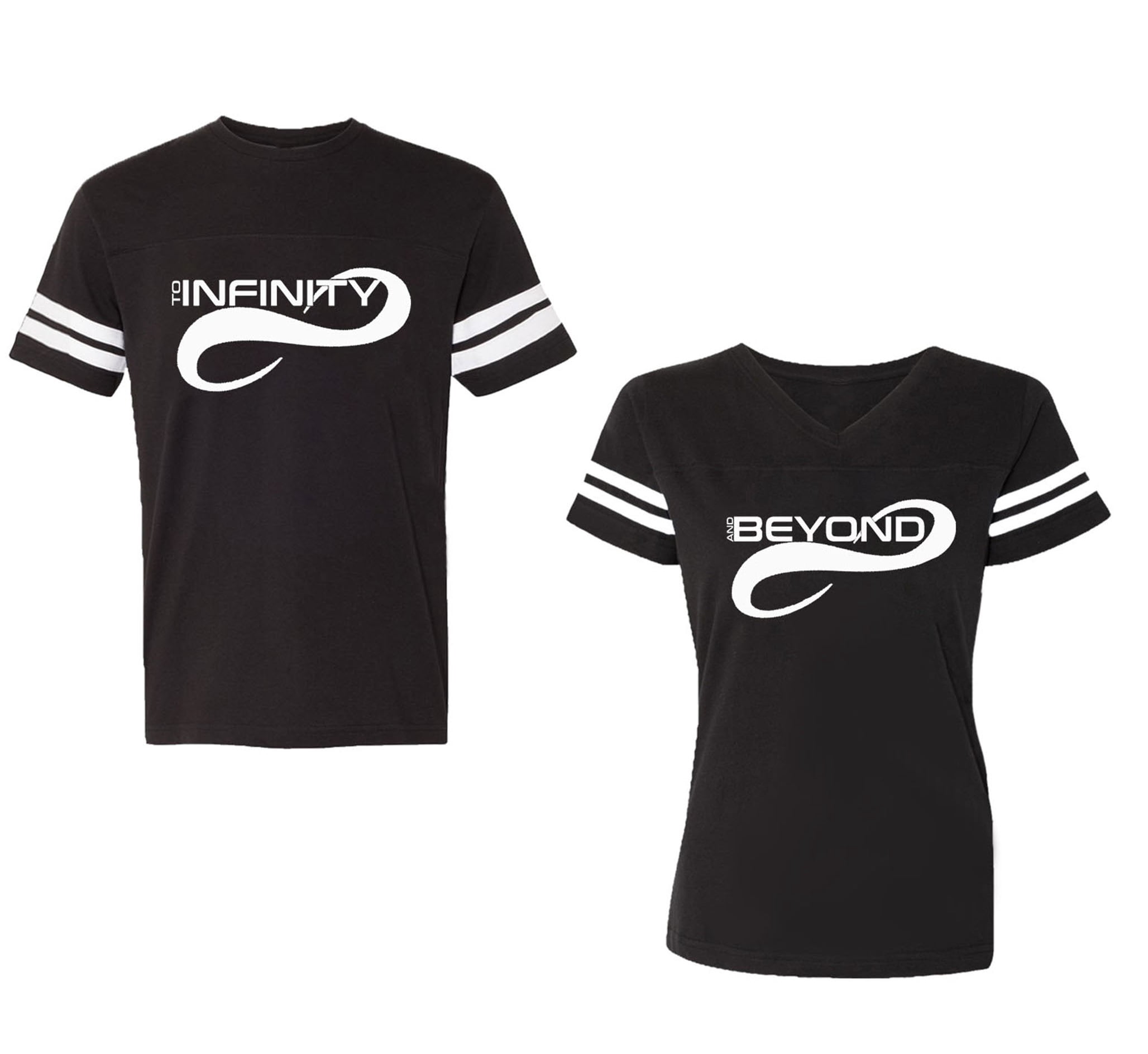Crazydaisyworld Matching Couple T-Shirts - 'To Infinity And Beyond' Print, Men's & Women's Soft Cotton Tees