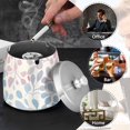 thumbnail image 6 of Flowers Or Leaves Ashtray with Lid Smell Proof Cigarette Ashtray Stainless Steel Smokeless Ash Holder for Indoor Outdoor, 6 of 7