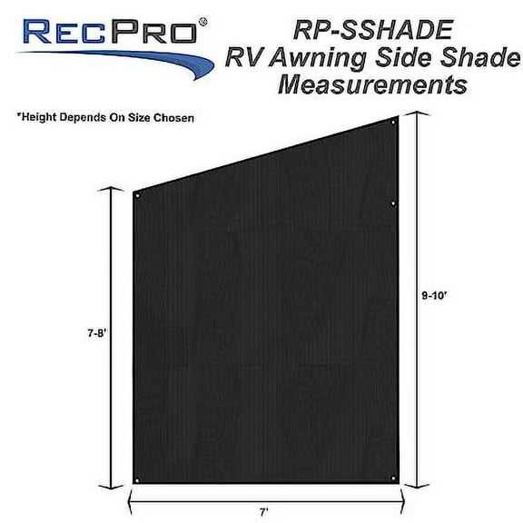 RecPro Rv Awning Side Sun Shade Screen for Side Panel | Black Mesh Screen Sunshade UV Sun Blocker (7’ x 10’ Drop)
