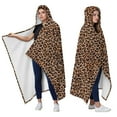 thumbnail image 2 of Wearable Blanket,Brown and Black Leopard Print Hooded Wearable Flannel Blanket for Adults & Teens,Winter Poncho Shawl Wrap Cape Cozy Anti-Pill,60"x80", 2 of 5